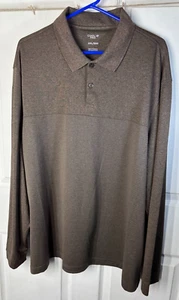 Haggar Cool 18 Pro Long Sleeve Polo Men's XXL Bronze Casual Dress Office Golf - Picture 1 of 9