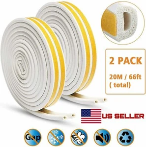66ft Weather Stripping Door Seal Self Adhesive Foam Weatherproof Door Stopper - Picture 1 of 7