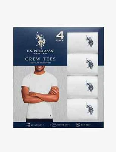 Paquete de 4 camisetas U.S.POLO ASSN.® para hombre cuello redondo talla S (34-36") BLANCAS - Imagen 1 de 6