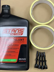 WTB Stans Bike Rim Tape Tubeless Kit 44mm Valve Stems 34mm X 11m Tape MTB 4 Rims - Picture 1 of 3