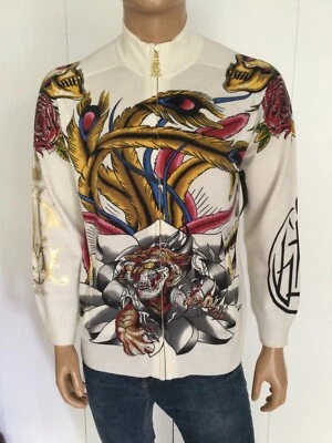 Cárdigan Chaqueta Suéter Ed Hardy Para Hombre Cremallera Completa Talla L Foto 1 de 4