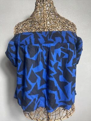 Volcom  True To This Off-The-Shoulder Top Blue Black Size Small NWOT - Image 1 of 4