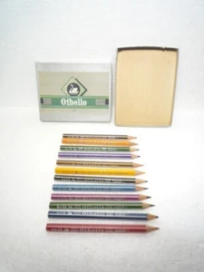 12 ANTIQUE COLORING PENCILS OTHELLO SCHWAN N /1328 WITH BOX 1930s / 1940s - Picture 1 of 10