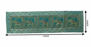 Party Decoration Table Cloth Indian Vintage Silk Blend Elephant Table Runner Mat - Picture 1 of 5