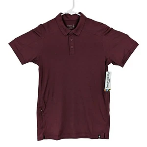 Smartwool Mens Small Black Cherry Merino Sport 150 Polo Shirt Short Sleeve New - Picture 1 of 8