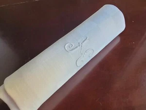1 ONE Antique French linen DAMASK napkin hand embroidered monogram JC - Picture 1 of 9
