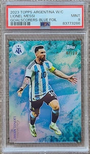 2023 Topps Argentina World Champions Goalscorers Lionel Messi 2/10 SSP PSA 9 - Picture 1 of 4