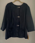 Ruby Rd Black Faux Alligator Skin Print 3/4 Sleeve Jacket Womens Size 24W Nwt