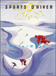 France Sports D'Hiver 1948 Winter Sports Vintage Poster Print Retro Style Art - Picture 1 of 4
