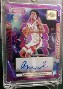 2024 Panini Recon Amen Thompson Houston Rockets SP Purple Rookie Autograph#25/49 - Picture 1 of 4