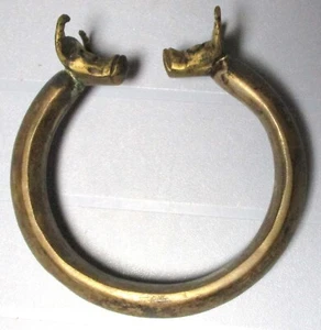 Antique Middle East Cuff Bracelet -Bull Cow  Silver Plate over Copper - Picture 1 of 5