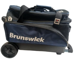 Brunswick Zone Double Roller Bowling 2 Ball Bag Shoe Compt. Black & Blue **READ* - Picture 1 of 20