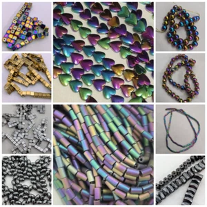 Hematite Gemstone Beads, Rainbow, Gold, Silver, Grey, Magnetic, Non-Magnetic - Picture 1 of 30