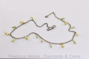 Silpada Sterling Silver N1373 Pearl Green Peridot Bead Oxidized Necklace 17" - Picture 1 of 6