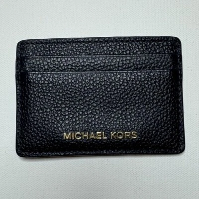 Tarjetero Michael Kors para mujer de cuero granulado azul Foto 1 de 4