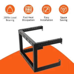 6U Wall Mount Open Frame Rack Server Rack Threaded Depth Adjustable 320-500 mm - Afbeelding 1 van 11