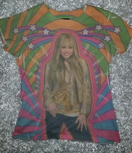 Vintage Hannah Montana Rare All Over Print Stylish Multi Color Shirt Size M7/8 - Picture 1 of 8