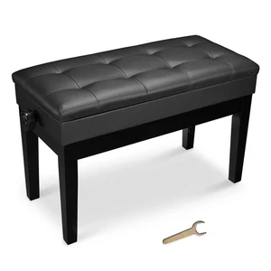 Verstellbare Duett Klavier Bank mit Stauraum PU Leder gepolstert Holz Keyboard Hocker - Bild 1 von 12