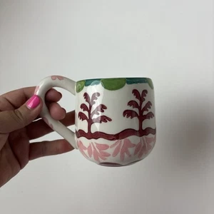 Tazza tazza ceramica Anthropologie design spiaggia tropicale motivo palma agata - Foto 1 di 8