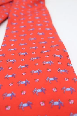 Gravata masculina BROOKS BROTHERS vermelha aranha seda estampa cereja declaração rara - Imagem 1 de 4