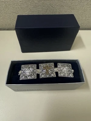 Montana Silversmiths Bracelet Silver And Black Cross On Squares Item # BC1199 - Image 1 of 4