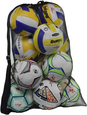 Heavy Duty Mesh Ball Bag, Drawstring Sport Equipment Storage Bag for Basketball, - Image 1 of 4