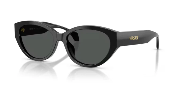 Gafas de sol ovaladas para mujer Versace VE4495D GB1/87 negras/grises oscuros Foto 1 de 4