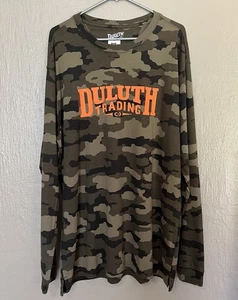 Duluth Trading Co Mens Longtail Tee Relaxed Fit Camo Green Orange Logo LG NWT - Picture 1 of 5