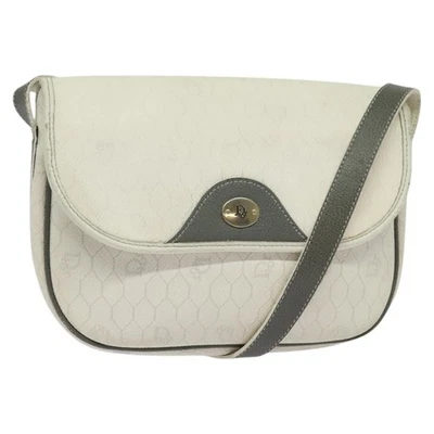 Bolsa de ombro Christian Dior favo de mel lona PVC ouro branco autêntica 120830 - Imagem 1 de 4