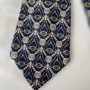 Hermes Silk Neck Tie H Logo Belt Pattern Navy No Box Used. - Picture 1 of 4