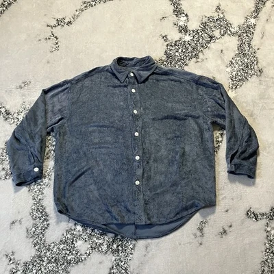 Rag Bone Shirt Womens M Blue Nusa Corduroy Button Down Slouchy Soft Viscose - Image 1 of 4