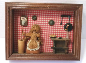 Vintage Holz Schatulle Diorama alte Küche Miniatur Puppe Vignette - Bild 1 von 6