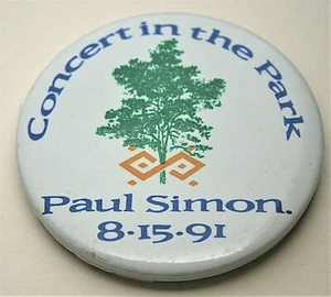 Paul Simon Concert in The Central Park NY Tour Music Pin Button NOS 8-15-91 - Picture 1 of 3
