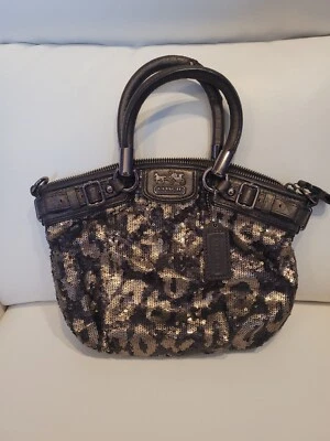 Coach Madison Sophia Ocelot Sequin Satchel Crossbody Mini 18638 LTE *damaged - Image 1 of 4