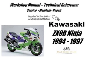 Kawasaki ZX9R ZX9 R Ninja Service Repair Workshop Manual USB 1994 - 1997 - Picture 1 of 11
