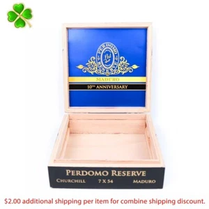 Caja de cigarros de madera vacía Perdomo Churchill Maduro 10ª 8" x 8" x 2,75" - Imagen 1 de 12