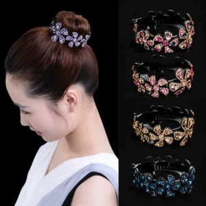 Fashion Women Girls Hairpin Comb Claw Ponytail Holder Hair Clip Bun Crystal Gift - Picture 1 of 6