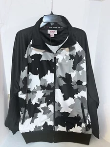 Vintage Y2K Koman Denim Brand Full Zip Leaf Camo Jacket Size Xl Blk/Gry/Wht NWT - Picture 1 of 4