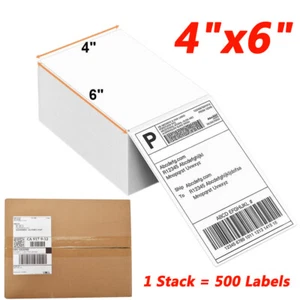 500 4" x 6" Fanfold Direct Thermal Shipping Labels for Zebra & Rollo Printers US - Picture 1 of 14