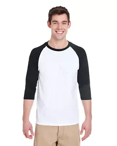 Gildan Adult Heavy Cotton Three-Quarter Raglan Sleeve Stylish Plain T Shirt G570 - Picture 1 of 10