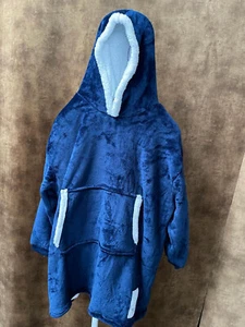 Kapuzendecke Blau Übergrosse mit Fleece gefütterte Hoodie Decke Unisex - Bild 1 von 4