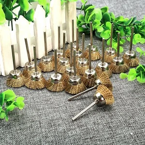 20 piezas Cepillo de taza de alambre de latón Herramienta de eje de vástago de 3 mm para amoladora de troqueles Potencia giratoria - Imagen 1 de 11