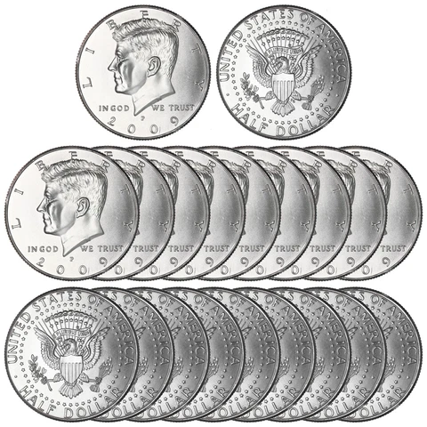 2009 P Kennedy Half Dollar Satin Finish Roll 20 US Coin Lot Cover