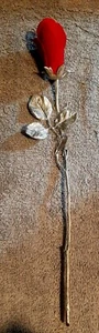 Napoleon Capodimonte Porcelain long stem Red Rose porcelain & pewter w box - Picture 1 of 13