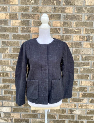 NUEVA Chaqueta Blazer Eileen Fisher Negra con Botones Tweed para Mujer Pequeña Empresa Foto 1 de 4
