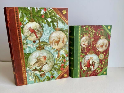 Punch Studio CHRISTMAS ORNAMENTS  BOOK BOXES.  SET OF TWO.   BEAUTIFUL! - Image 1 of 4