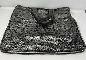 Chanel Silver Nylon 31 Rue Cambon Graphic Expandable Shopping Tote  Bot 1 - Picture 1 of 21