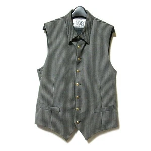 Gianni Versace Vintage Black Wool Vest 48 Italy Medusa Gold Button Used - Picture 1 of 6