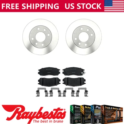 Front Kit Brake Rotors + Ceramic Pads & Hardware For 1992 Mitsubishi Expo - Image 1 of 4