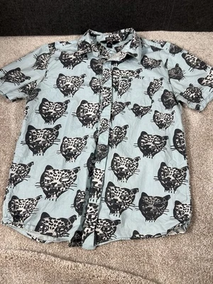 Volcom OBX Netflix Ozzy Cat Shirt Button Up Outer Banks John B Panther Leopard M - Image 1 of 3